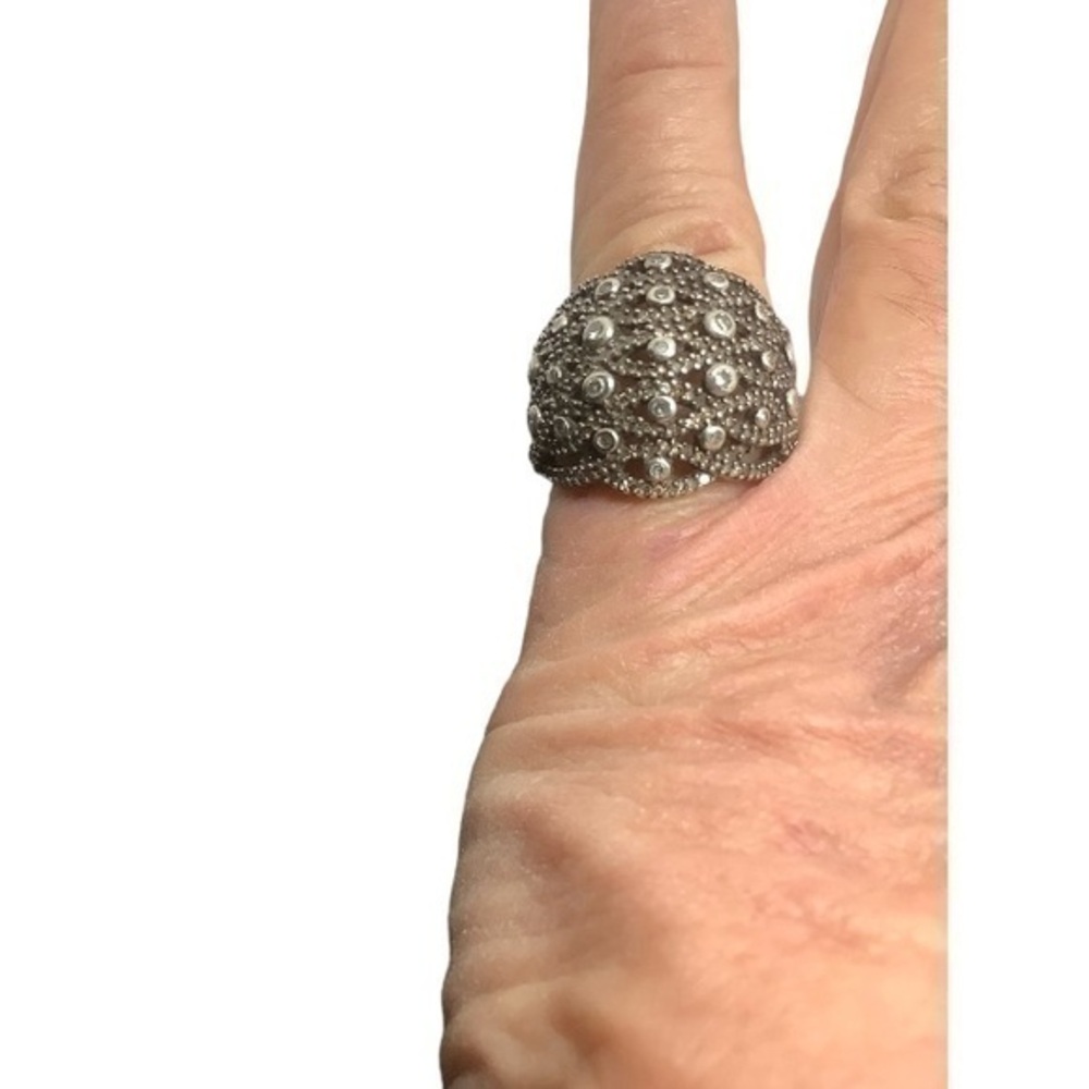 MDJ Michael Drechsler sterling silver Genuine Diamond dome ring